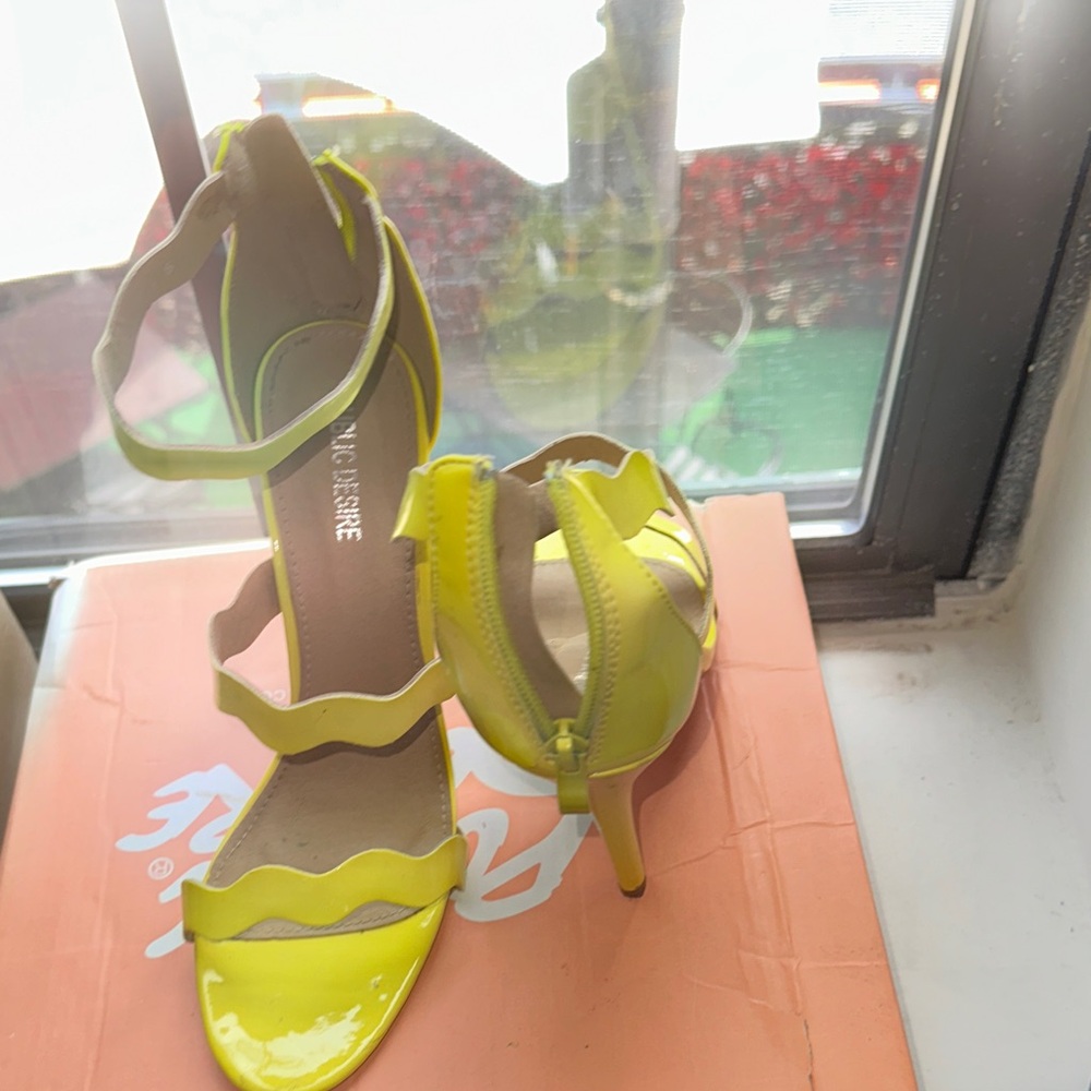 Neon Yellow Strappy Heels